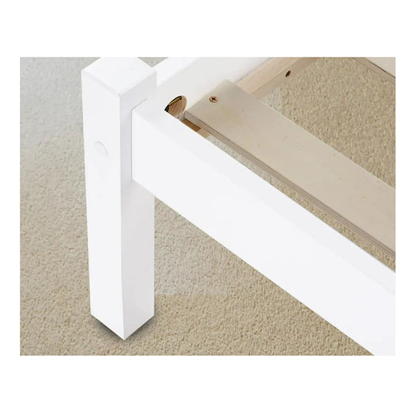 Single Wooden Bed Frame Modern Design Bedroom Furniture White For Adults Or Kids