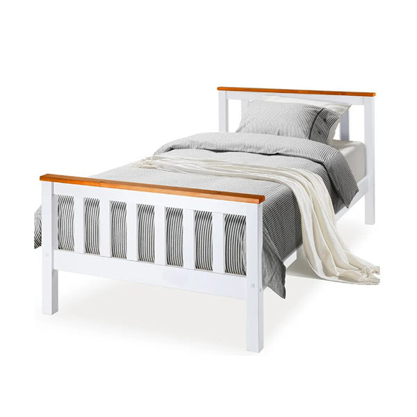 Single Wooden Bed Frame Modern Design For Kids Or Adults Bedroom Furniture White