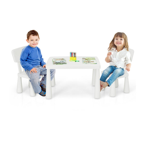 3 Pieces Kids Table Set with 2 Chairs for Reading White