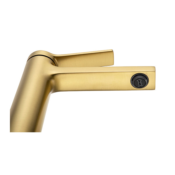 Tall Basin Mixer Tap Vanity Hot Cold Single Lever Brushed Yellow Gold