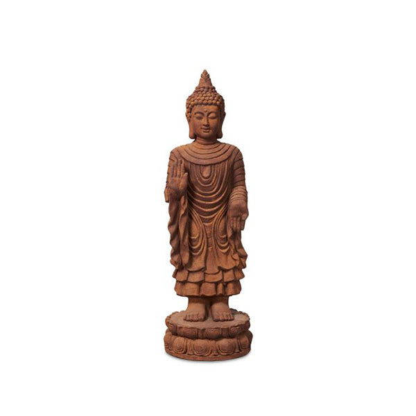 Terracotta Banyu Tall Standing Buddha Statue