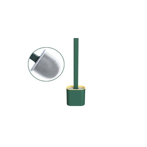 2Pcs Bathroom Silicone Bristles Toilet Brush With Holder Green
