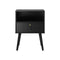 Bedside Tables with Leather Handle Black