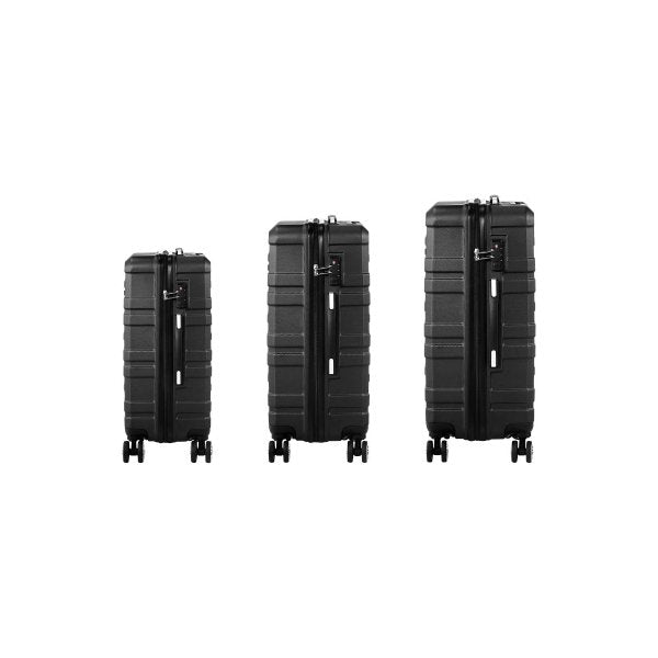 3PCS Luggage Set TSA Lock Hard Case Black