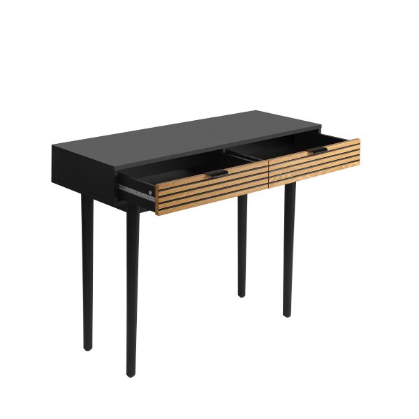 Console Table with 2 Storage Drawer Black