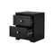 Bedside Table with Alloy Handles 2 Drawers Black