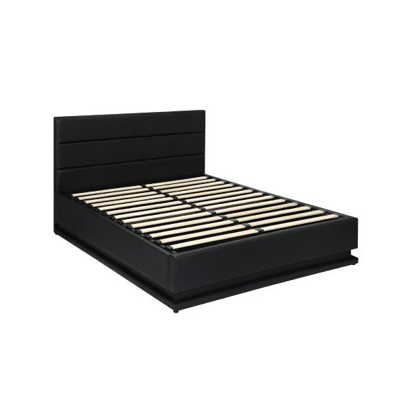 Double Bed Frame Gas Lift RBG Storage Space Black
