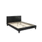 Bed Frame Queen Size Wooden Slats Leather Black