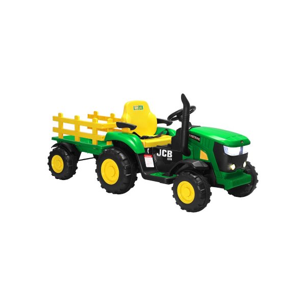 XL Kids Ride On Tractor 12V with Trailer Remote Green