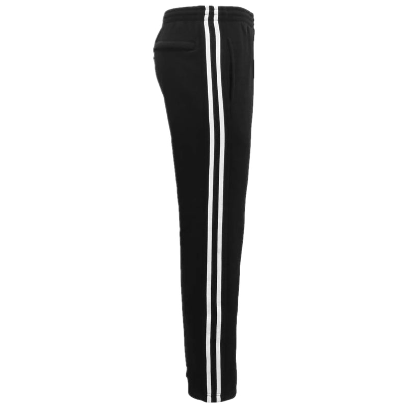 Men'S Fleece Casual Sports Track Pants W Zip Pocket Striped Sweat Trousers S-6Xl, Black, M