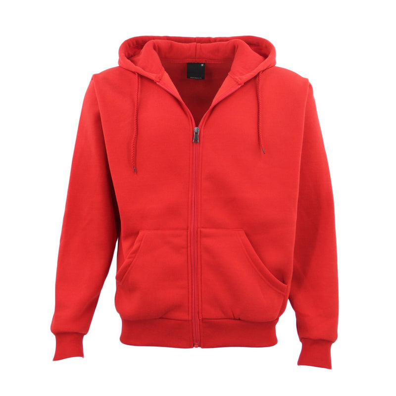 Adult Unisex Zip Plain Fleece Hoodie Hooded Jacket Mens Sweatshirt Jumper Xs-8Xl, Red, 2Xl