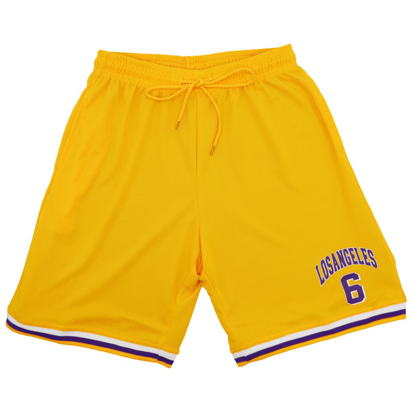 Men'S Basketball Sports Shorts Gym Jogging Swim Board Boxing Sweat Casual Pants, Yellow - Los Angeles 6, L