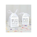 White Dove Bird Heart Wedding Bomboniere Favor Lolly Gift Card Box 10 Pack