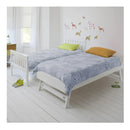 Wooden Single Bed Frame With Pop Up Trundle For Kids Bedroom White