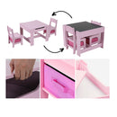3Pcs Kids Table And Chairs Set With Black Chalkboard Pink