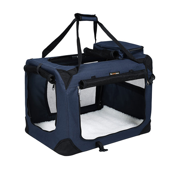 Dog Kennel Transport Box Folding Fabric Pet Carrier 60Cm Dark Blue