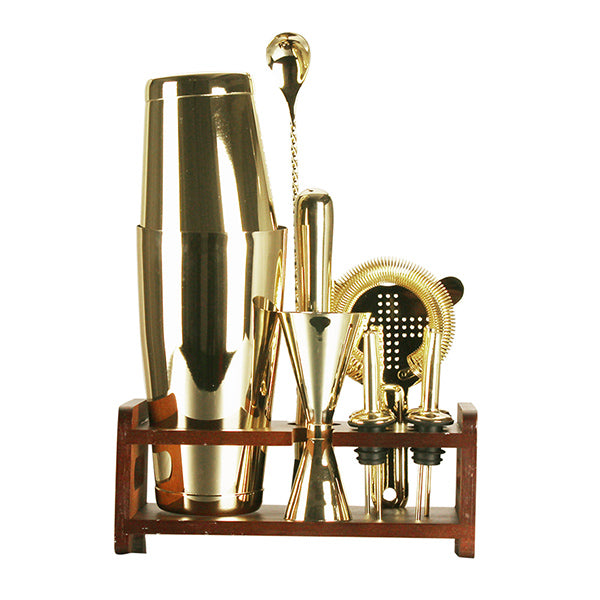 10Pcs Kit Gold Plated Cocktail Muddlers Maker Barware Shaker Bar Tools