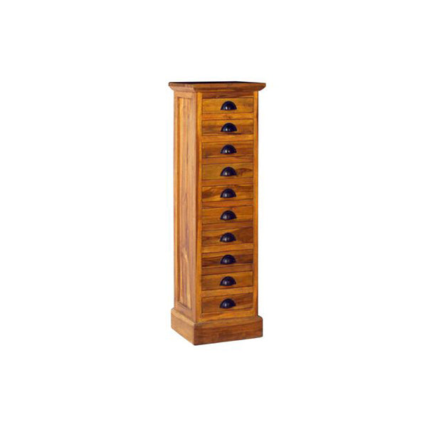 10 Drawer Cabinet 35 X 30 X 120 Cm Solid Teak Wood