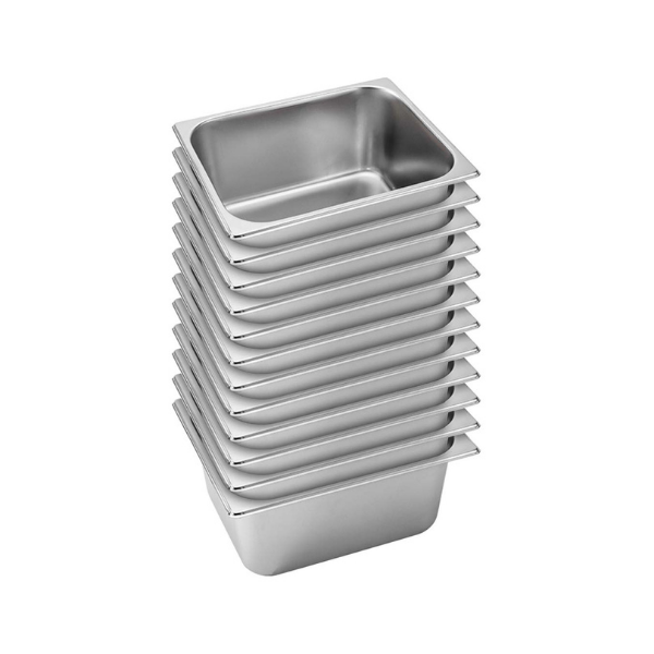12 Pcs Gastronorm Pan Full Size 15Cm Deep Stainless Steel Tray
