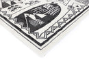 Black White Kids Camping Adventure Area Rug