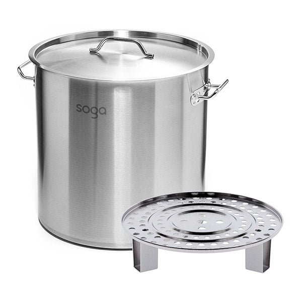 21L Stainless Steel Stock Pot With One Steamer Rack Insert Tray