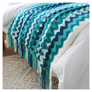 220Cm Blue Acrylic Zigzag Throw Blanket