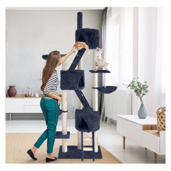 Cat Tree 244Cm Trees Scratching Post Tower Condo House Furniture Wood