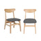 2 Dining Chair Kitchen Table Natural Wood Linen Fabric
