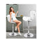 2Pcs Bar Stools Luna Kitchen Swivel Chair Leather Gas Lift White