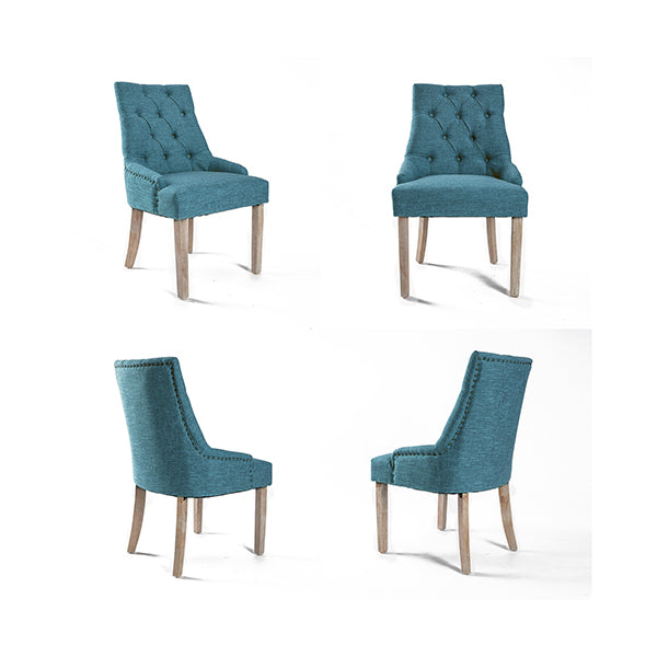 2Pcs French Provincial Oak Leg Chair Amour Dark Blue