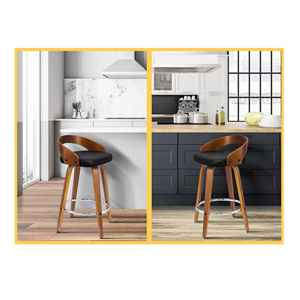 2Pcs Swivel Bar Stools Caden Kitchen Wooden Dining Chair Black