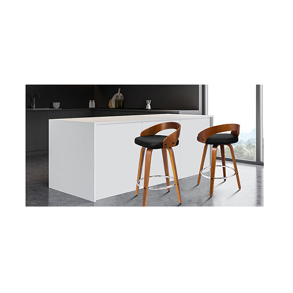 2Pcs Swivel Bar Stools Caden Kitchen Wooden Dining Chair Black