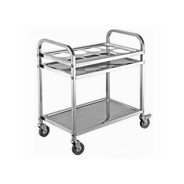 2 Tier Stainless Steel 8 Compartment Kitchen Trolley Condiment Holder