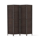 4 Panel Room Divider Privacy Screen Rattan Woven Wood Stand