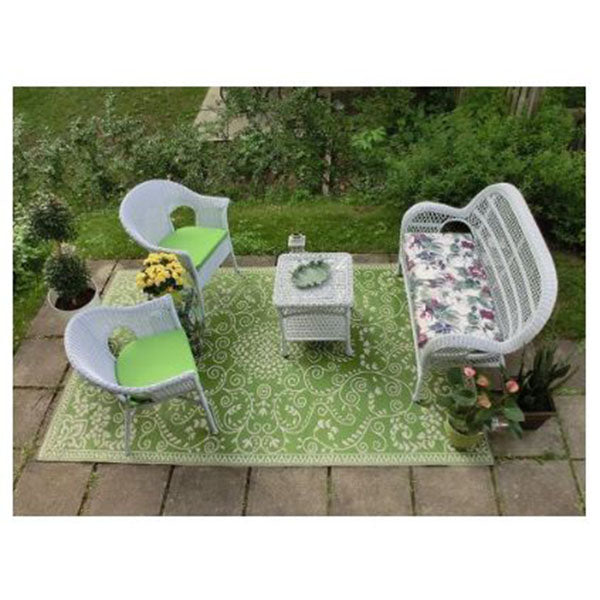 Lime And Cream Recycled Plastic Outdoor Rug And Mat