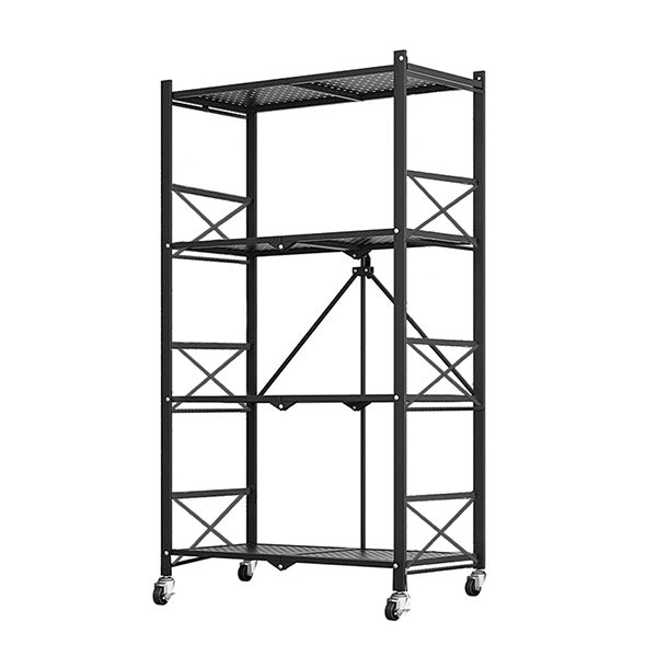4 Tier Black Foldable Display Stand With Wheels