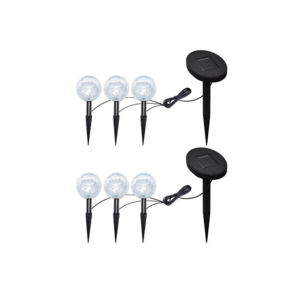 6 Pcs Garden Lights Led With Spike Anchors And Solar Panels