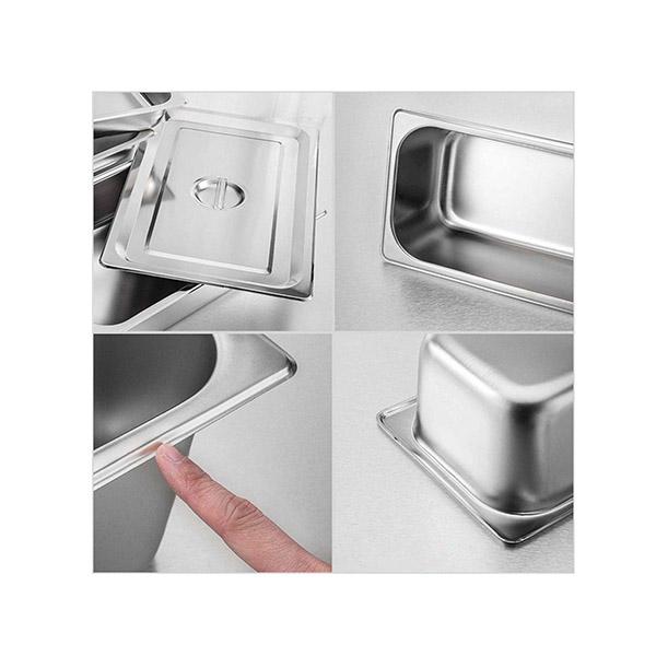 6 Pcs Gastronorm Full Size 4Cm Deep Stainless Steel Tray With Lid