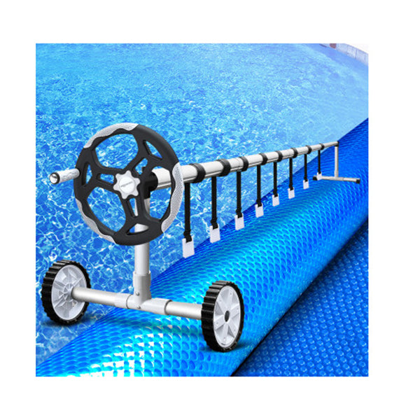 8M Solar Swimming Pool Cover Blanket Bubble Roller Adjustable