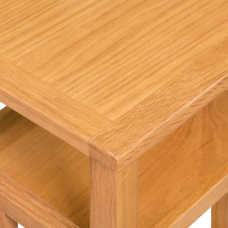 End Table With Magazine Shelf Solid Oak 27 x 35 x 55 Cm