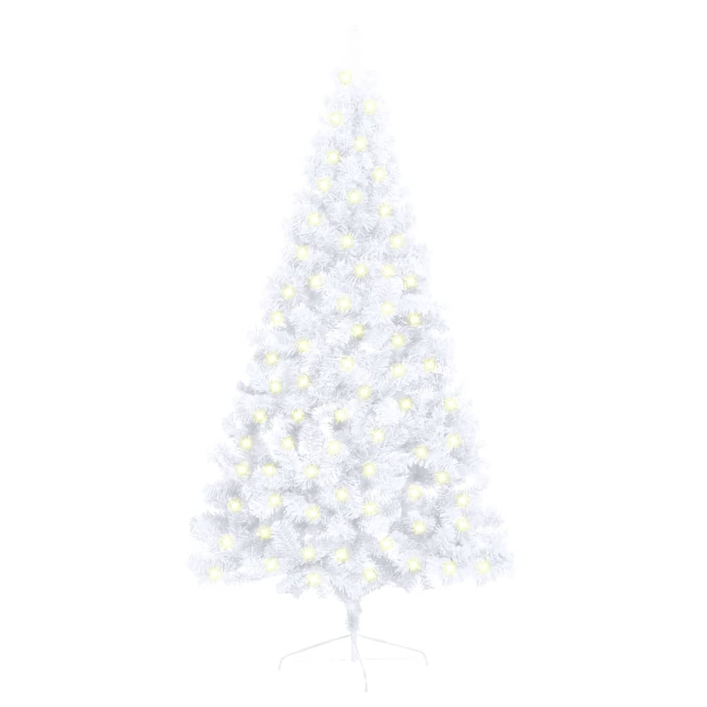 Artificial Half Christmas Tree with LED and Stand White 150 cm PVC