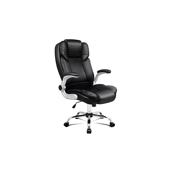 Office Chair Gaming Executive Fabric Seat Footrest Recline Black