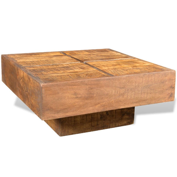 Antique-Style Square Mango Wood Coffee Table - Brown