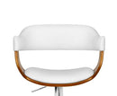 Wooden Bar Stool with White PU Leather