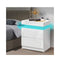 Bedside Table Rgb Led Nightstand 2 Drawers 4 Side High Gloss White