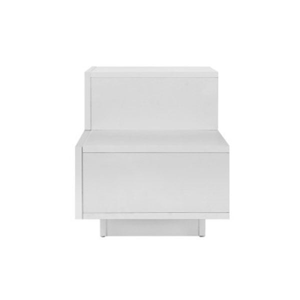 Bedside Tables 2 Drawers Rgb Led High Gloss Nightstand White