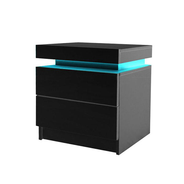 Bedside Tables Drawers Rgb Led Side Table High Gloss Nightstand