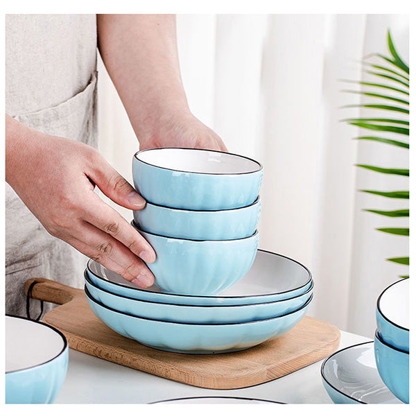 Blue Ceramic Dinnerware Set Of 12
