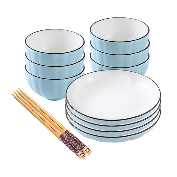 Blue Ceramic Dinnerware Set Of 10B