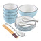 Blue Ceramic Dinnerware Set Of 9